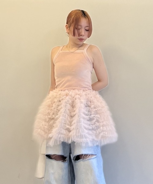 HONEY MI HONEY(ハニーミーハニー)の「velor rhonestone tank top(タンクトップ・レディース・ホワイト/ピンク・FREE)」の13枚目の写真