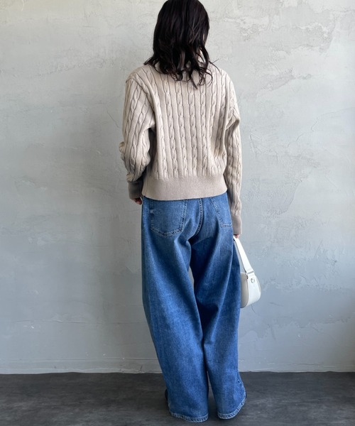 FRED PERRY（フレッドペリー）の「[FRED PERRY/フレッドペリー] 別注 ケーブルニット カーディガン（カーディガン/ボレロ・レディース・ワイン/ライトグレー/ネイビー・8/10）」の18枚目の写真