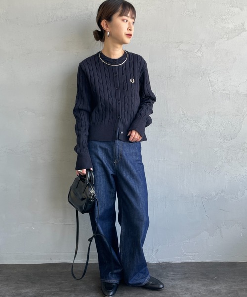 FRED PERRY/フレッドペリー] 別注 ケーブルニット カーディガン