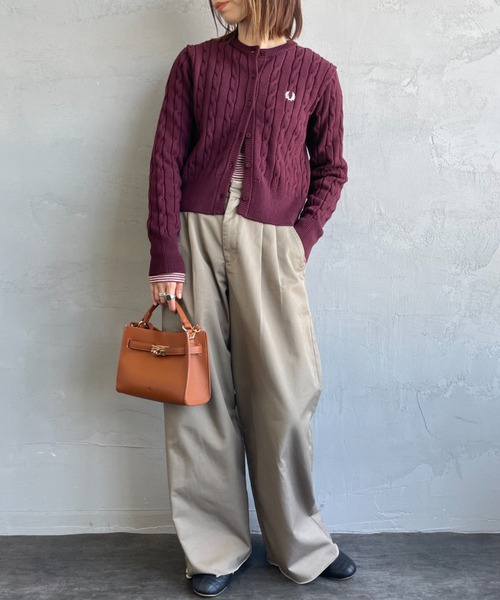 FRED PERRY/フレッドペリー] 別注 ケーブルニット カーディガン