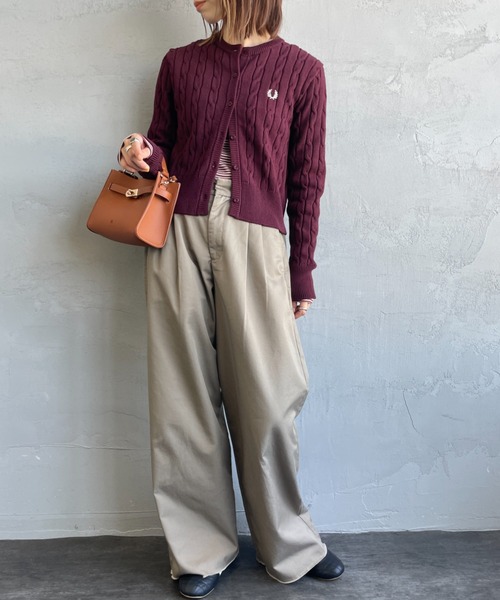 FRED PERRY フレッドペリー ニットカーディガン FRED PERRY｜リブ レイヤードカラー ニット カーディガン