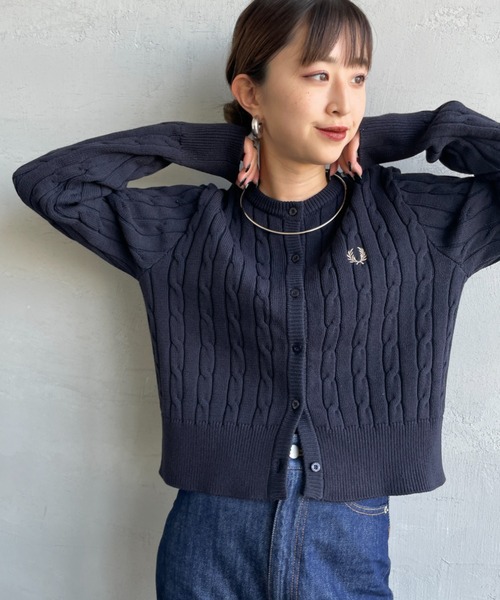 FRED PERRY [フレッドペリー] 別注 ケーブルニットカーディガン FRED PERRY/フレッドペリー] 別注 ケーブルニット カーディガン