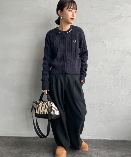 FRED PERRY/フレッドペリー] 別注 ケーブルニット カーディガン