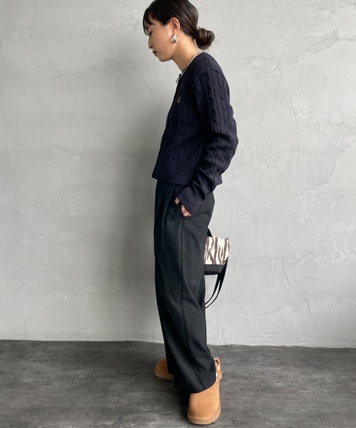 FRED PERRY/フレッドペリー] 別注 ケーブルニット カーディガン