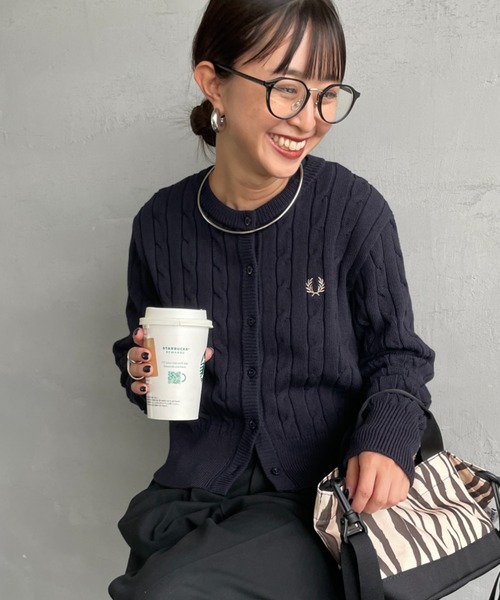 FRED PERRY/フレッドペリー] 別注 ケーブルニット カーディガン
