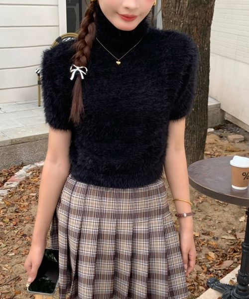 rus PLUMA ハイネック　半袖 ニット rus PLUMA ハイネック 半袖 ニット rus PLUMA ハイネック 半袖 ニット