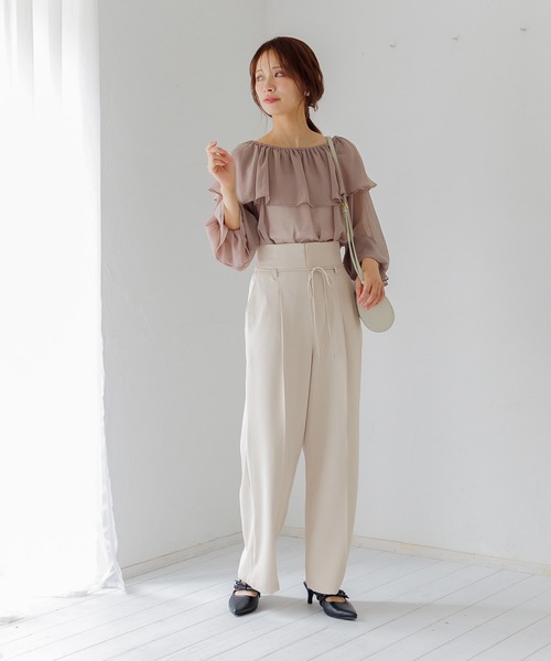 mysty woman(ミスティウーマン)の「リボンベルトタックパンツ2 583286(その他パンツ・レディース・ブラック/ブラウン系その他/ホワイト系その他・FREE)」の20枚目の写真