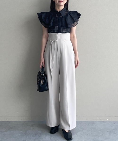 mysty woman(ミスティウーマン)の「リボンベルトタックパンツ2 583286(その他パンツ・レディース・ブラック/ブラウン系その他/ホワイト系その他・FREE)」の21枚目の写真