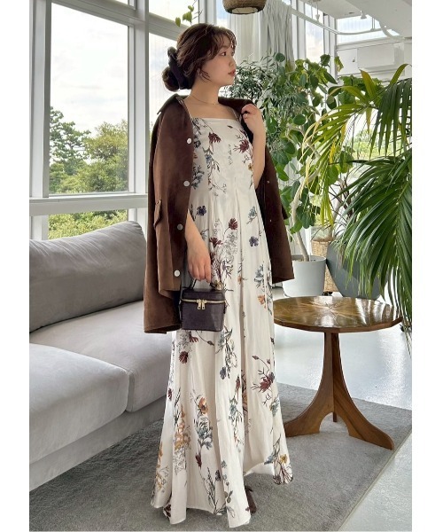 FRAY.IDフレイアイディー ボタニカルプリントキャミソールワンピース ボタニカルプリントキャミソールワンピース(マキシ・ロング