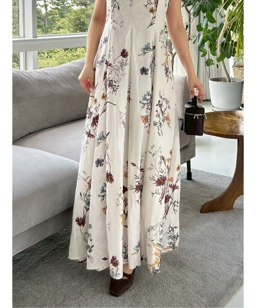 00サイズ】ボタニカルプリントキャミソールワンピース