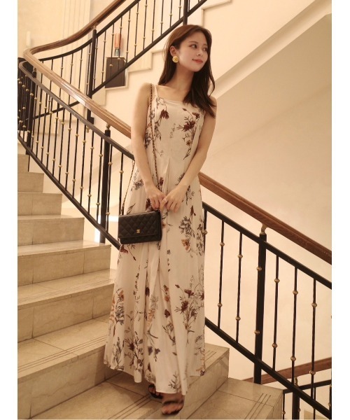 00サイズ】ボタニカルプリントキャミソールワンピース