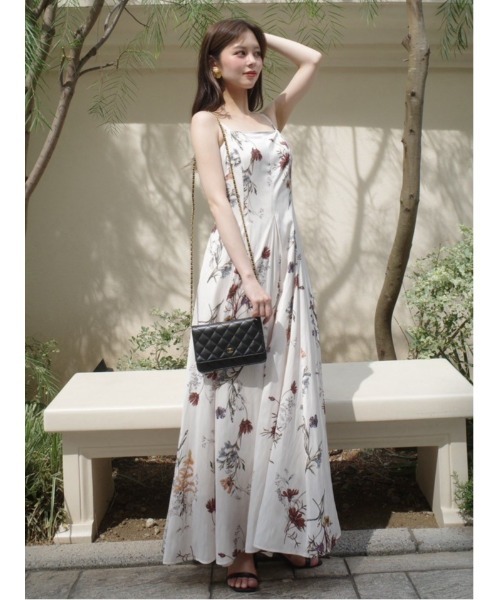 【新品】FRAY I.D ボタニカルプリントキャミソールワンピース/w BLK1 00サイズ】ボタニカルプリントキャミソールワンピース／ウォッシャブル