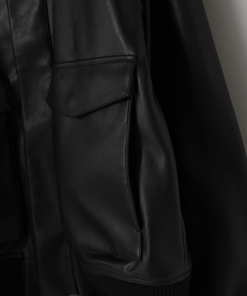 LOWRYS FARM（ローリーズファーム）の「【LFM(U)】フェイクレザーブルゾン　 571331（ブルゾン・メンズ・ブラック・MEDIUM/LARGE）」の4枚目の写真