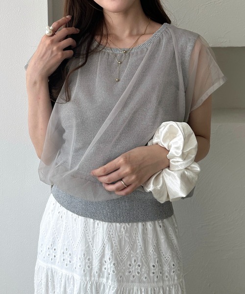 apres jour clair（アプレジュールクレア）の「【apres jour clair】チュールレイヤードタンク（タンクトップ・レディース・チャコールグレー/アイボリー/ブラウン系その他・フリー/X-LARGE）」の12枚目の写真