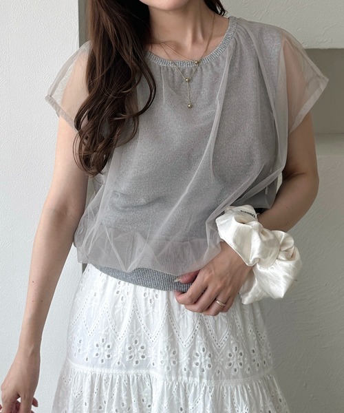 apres jour clair（アプレジュールクレア）の「【apres jour clair】チュールレイヤードタンク（タンクトップ・レディース・チャコールグレー/アイボリー/ブラウン系その他・フリー/X-LARGE）」の14枚目の写真