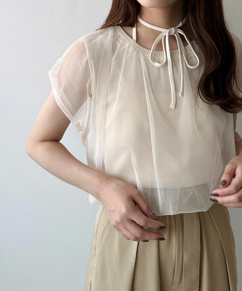 apres jour clair（アプレジュールクレア）の「【apres jour clair】チュールレイヤードタンク（タンクトップ・レディース・チャコールグレー/アイボリー/ブラウン系その他・フリー/X-LARGE）」の5枚目の写真