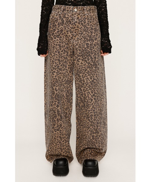 ワイドレッグパンツ S~XL パッチワーク レオパード ワイドレッグパンツ S~XL パッチワーク レオパード ユニーク
