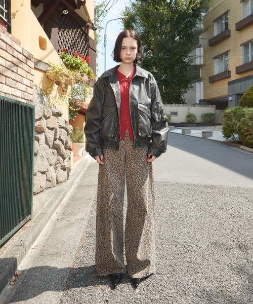 2025AW】LEOPARD WIDE LEG PT-D レオパード ワイドレッグ パンツ