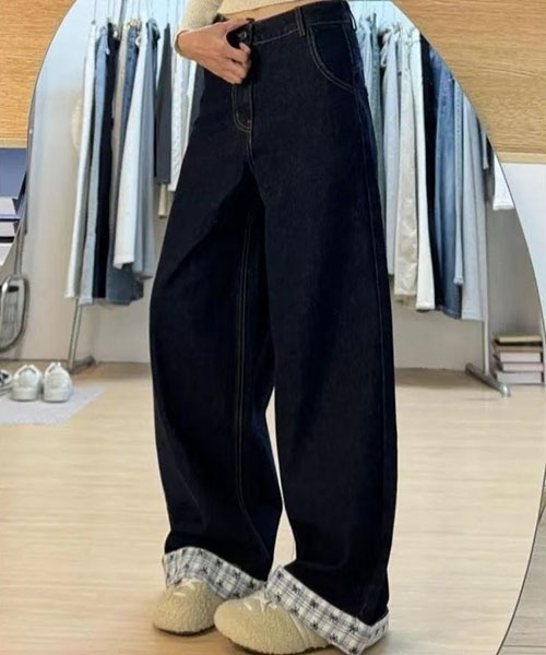 gossip!ロサンゼルス(ゴシップロサンゼルス)の「Y2K ハイウエスト ワイドデニムパンツ レディース バックポケット切替 インディゴブルー ルーズシルエット 韓国ファッション(デニムパンツ・レディース・インディゴブルー・M/S)」の10枚目の写真