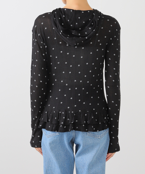 U by SPICK&SPAN(ユーバイスピックアンドスパン)の「CRANK/クランク DOT FRILL SHEER HOOD CARDIGAN(カーディガン/ボレロ・レディース・ライトグレー/ブラック・FREE)」の16枚目の写真