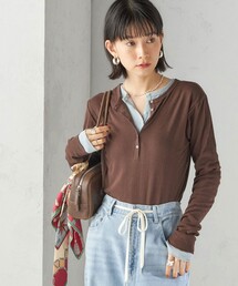 SHIPS別注】miller: シアー ヘンリー ネック ロング スリーブ