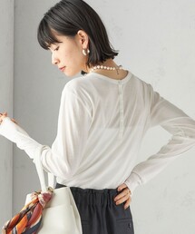 【SHIPS別注】miller: シアー ヘンリー ネック ロング スリーブ TEE