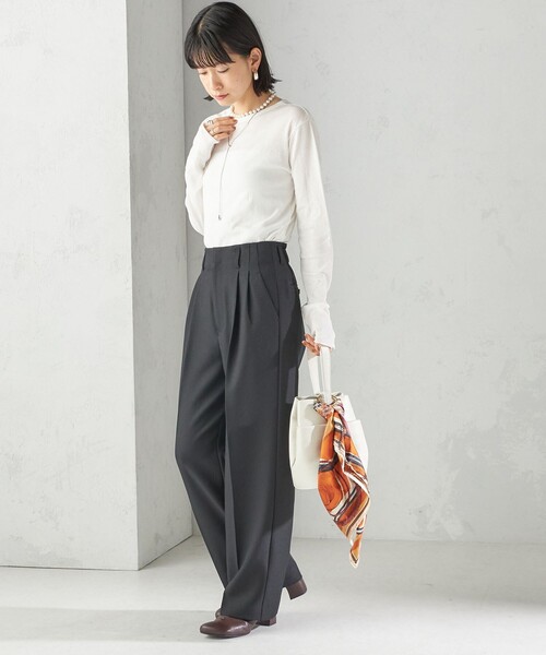 MILLER（ミラー）の「【SHIPS別注】miller: シアー ヘンリー ネック ロング スリーブ TEE（Tシャツ/カットソー・レディース・ブラウン/ホワイト/ダークグレー/ライトブルー/ネイビー/イエロー/ライトグリーン・ONE SIZE）」の8枚目の写真