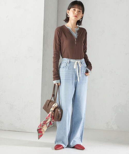 MILLER（ミラー）の「【SHIPS別注】miller: シアー ヘンリー ネック ロング スリーブ TEE（Tシャツ/カットソー・レディース・ブラウン/ホワイト/ダークグレー/ライトブルー/ネイビー/イエロー/ライトグリーン・ONE SIZE）」の22枚目の写真