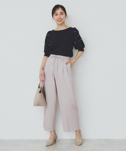 index（インデックス）の「ストレッチ2タックワイドパンツ【洗濯機洗い可/接触冷感/吸水速乾】（その他パンツ・レディース・チャコールグレー/ライトベージュ/ブラック・40/36/42/38）」の21枚目の写真