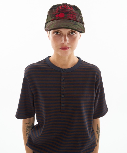 WISH FOR EVER（ウィッシュフォーエバー）の「DRAW CODE BORDER HENRY NECK T-SHIRT / ドローコードボーダーヘンリーネックTシャツ（Tシャツ/カットソー・メンズ・ブラウン/グレー/チャコールグレー・SMALL/MEDIUM/LARGE）」の14枚目の写真