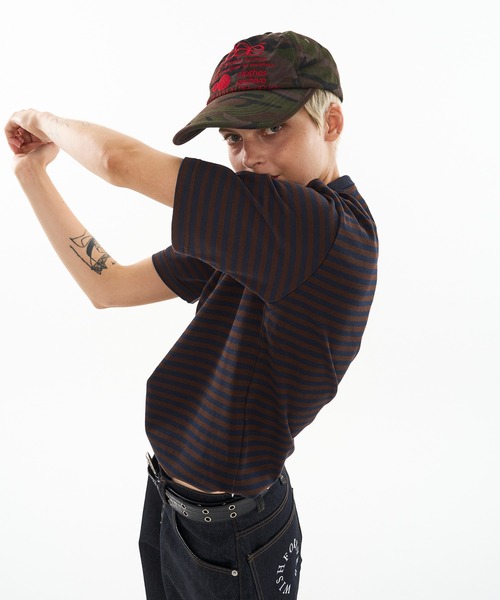 WISH FOR EVER（ウィッシュフォーエバー）の「DRAW CODE BORDER HENRY NECK T-SHIRT / ドローコードボーダーヘンリーネックTシャツ（Tシャツ/カットソー・メンズ・ブラウン/グレー/チャコールグレー・SMALL/MEDIUM/LARGE）」の16枚目の写真