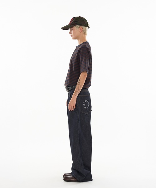 WISH FOR EVER（ウィッシュフォーエバー）の「DRAW CODE BORDER HENRY NECK T-SHIRT / ドローコードボーダーヘンリーネックTシャツ（Tシャツ/カットソー・メンズ・ブラウン/グレー/チャコールグレー・SMALL/MEDIUM/LARGE）」の6枚目の写真