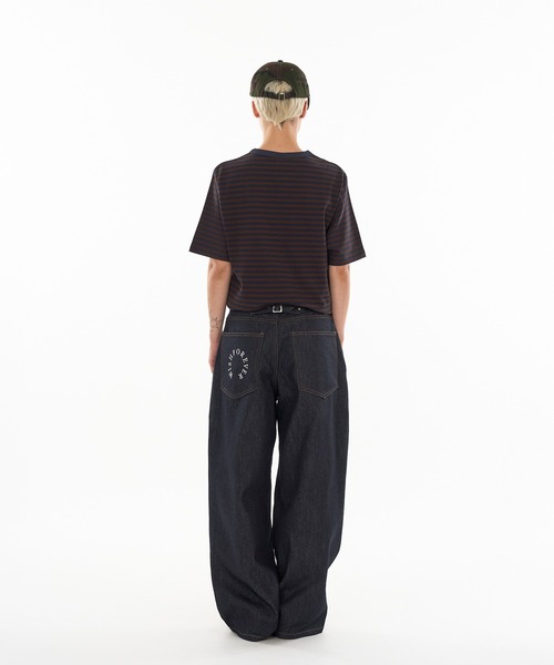 WISH FOR EVER（ウィッシュフォーエバー）の「DRAW CODE BORDER HENRY NECK T-SHIRT / ドローコードボーダーヘンリーネックTシャツ（Tシャツ/カットソー・メンズ・ブラウン/グレー/チャコールグレー・SMALL/MEDIUM/LARGE）」の7枚目の写真