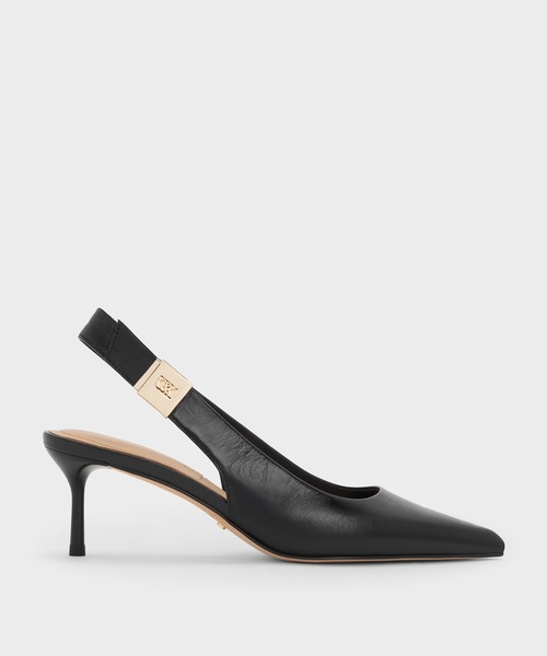 CHARLES & KEITH(チャールズ & キース)の「Cody コーディ ポインテッドトゥスリングバックキトゥンヒール(パンプス・レディース・ブラック/ブラウン・23.5cm/25.5cm/25cm/24.5cm/23cm/22.5cm)」の2枚目の写真