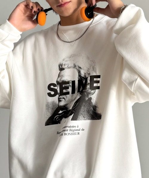 Classical Origin(クラシカルオリジン)の「【Classical Origin】肖像画裏起毛スウェット/Face Art Fleece Sweatshirt(スウェット・メンズ・チャコール/オフホワイト・LARGE/MEDIUM)」の1枚目の写真