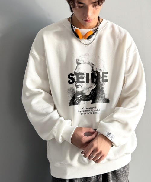 Classical Origin(クラシカルオリジン)の「【Classical Origin】肖像画裏起毛スウェット/Face Art Fleece Sweatshirt(スウェット・メンズ・チャコール/オフホワイト・LARGE/MEDIUM)」の4枚目の写真