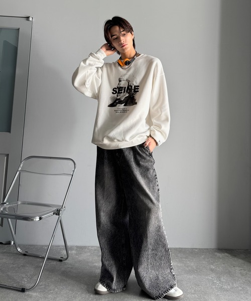 Classical Origin(クラシカルオリジン)の「【Classical Origin】肖像画裏起毛スウェット/Face Art Fleece Sweatshirt(スウェット・メンズ・チャコール/オフホワイト・LARGE/MEDIUM)」の6枚目の写真
