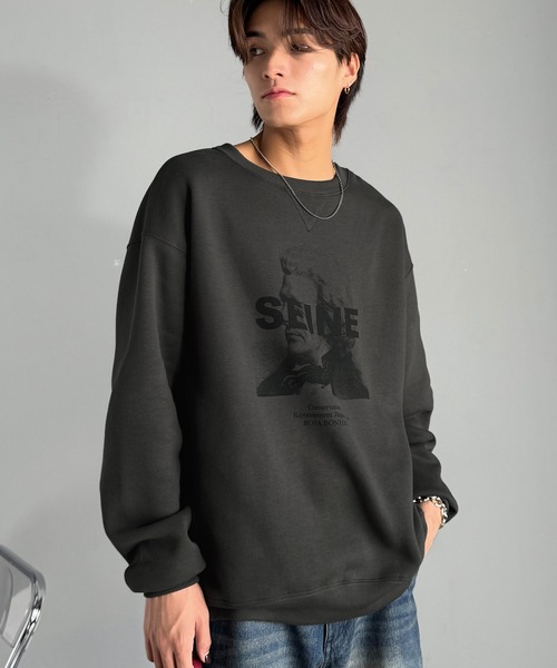Classical Origin(クラシカルオリジン)の「【Classical Origin】肖像画裏起毛スウェット/Face Art Fleece Sweatshirt(スウェット・メンズ・チャコール/オフホワイト・LARGE/MEDIUM)」の10枚目の写真