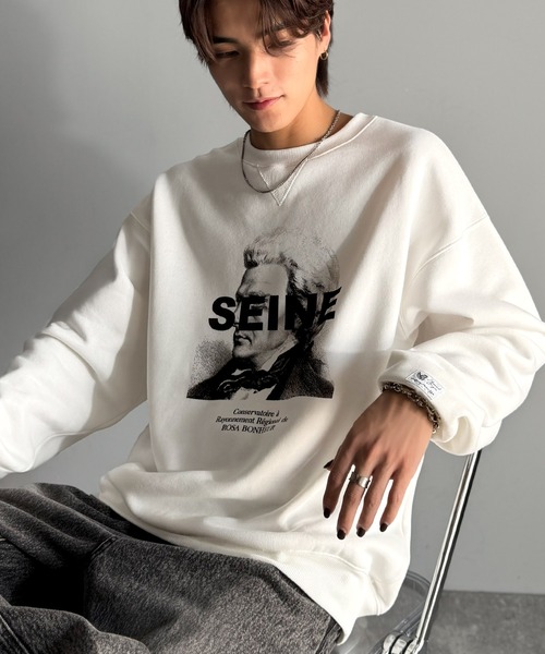 Classical Origin(クラシカルオリジン)の「【Classical Origin】肖像画裏起毛スウェット/Face Art Fleece Sweatshirt(スウェット・メンズ・チャコール/オフホワイト・LARGE/MEDIUM)」の14枚目の写真