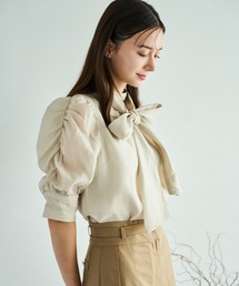 31 Sons de mode | 2025秋冬新作 シャーリングシアーボウタイブラウス(シャツ/ブラウス)