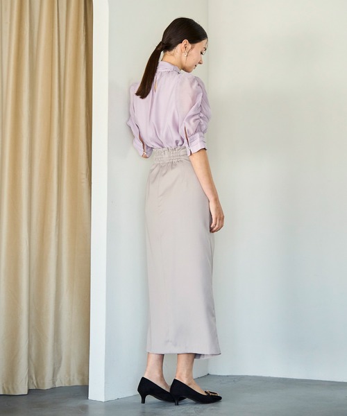 31 Sons de mode（トランテアン　ソン　ドゥ　モード）の「2025秋冬新作 シャーリングシアーボウタイブラウス（シャツ/ブラウス・レディース・ラベンダー/グリーン/オフホワイト・ﾌﾘ-）」の10枚目の写真