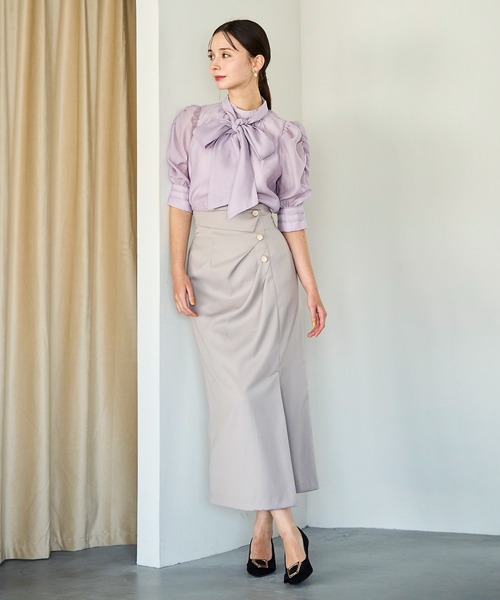 31 Sons de mode（トランテアン　ソン　ドゥ　モード）の「2025秋冬新作 シャーリングシアーボウタイブラウス（シャツ/ブラウス・レディース・ラベンダー/グリーン/オフホワイト・ﾌﾘ-）」の11枚目の写真