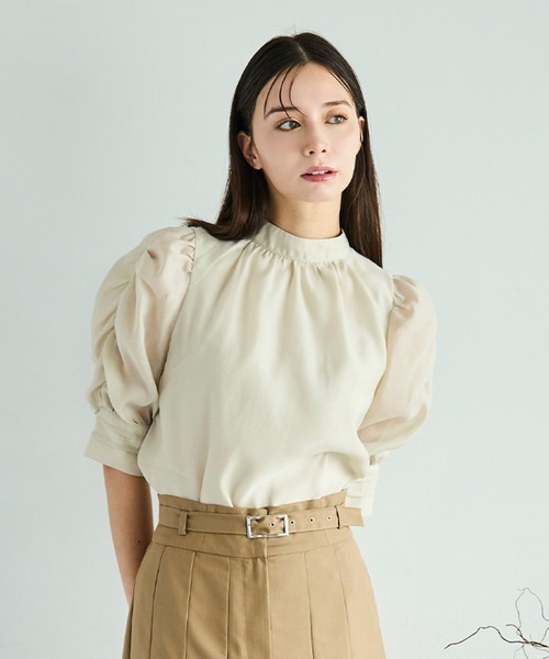 31 Sons de mode（トランテアン　ソン　ドゥ　モード）の「2025秋冬新作 シャーリングシアーボウタイブラウス（シャツ/ブラウス・レディース・ラベンダー/グリーン/オフホワイト・ﾌﾘ-）」の20枚目の写真