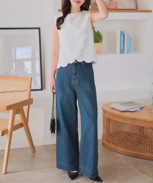 KOBE LETTUCE(コウベレタス)の「バギーデニムパンツ(デニムパンツ・レディース・ブルー/ライトブルー/ホワイト系・M)」の5枚目の写真