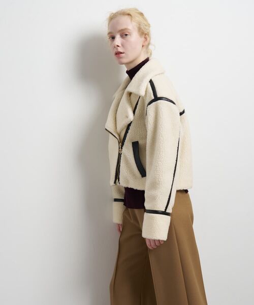 LANVIN en Bleu（ランバンオンブルー）の「ボアライダースジャケット（その他アウター・レディース・カーキ/オフホワイト・38/36）」の15枚目の写真