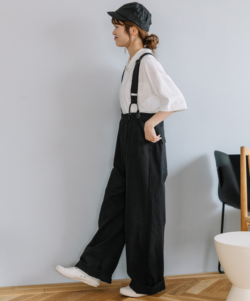 POU DOU DOU（プードゥドゥ）の「サスペンダー付きストレートパンツ（その他パンツ・レディース・ネイビー/ブラック/ベージュ・M）」の17枚目の写真