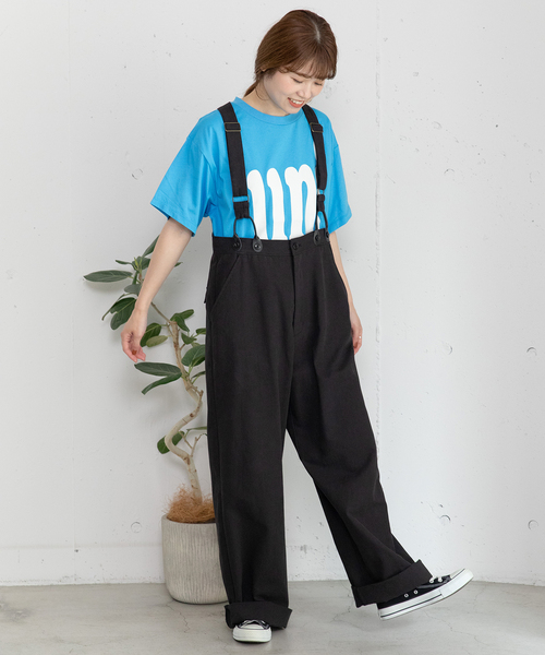 POU DOU DOU（プードゥドゥ）の「サスペンダー付きストレートパンツ（その他パンツ・レディース・ネイビー/ブラック/ベージュ・M）」の21枚目の写真