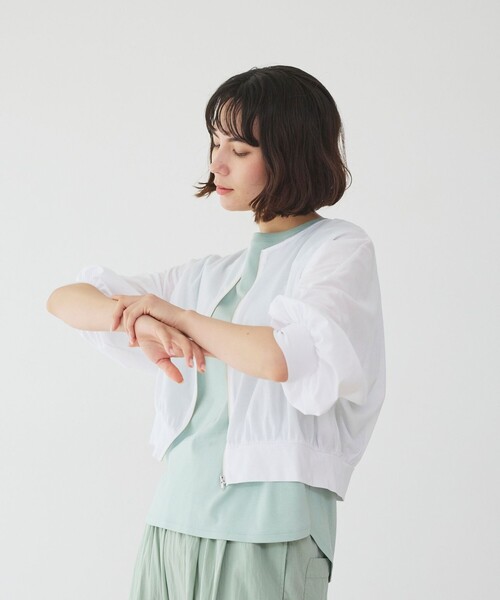 BIANCA（ビアンカ）の「【着回し抜群】エアリータッチカットソーブルゾン（Tシャツ/カットソー・レディース・ネイビー/オフホワイト・38）」の13枚目の写真