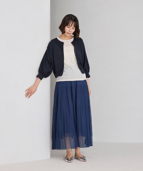 BIANCA（ビアンカ）の「【着回し抜群】エアリータッチカットソーブルゾン（Tシャツ/カットソー・レディース・ネイビー/オフホワイト・38）」の7枚目の写真