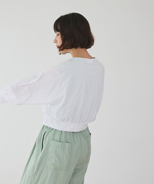 BIANCA（ビアンカ）の「【着回し抜群】エアリータッチカットソーブルゾン（Tシャツ/カットソー・レディース・ネイビー/オフホワイト・38）」の3枚目の写真